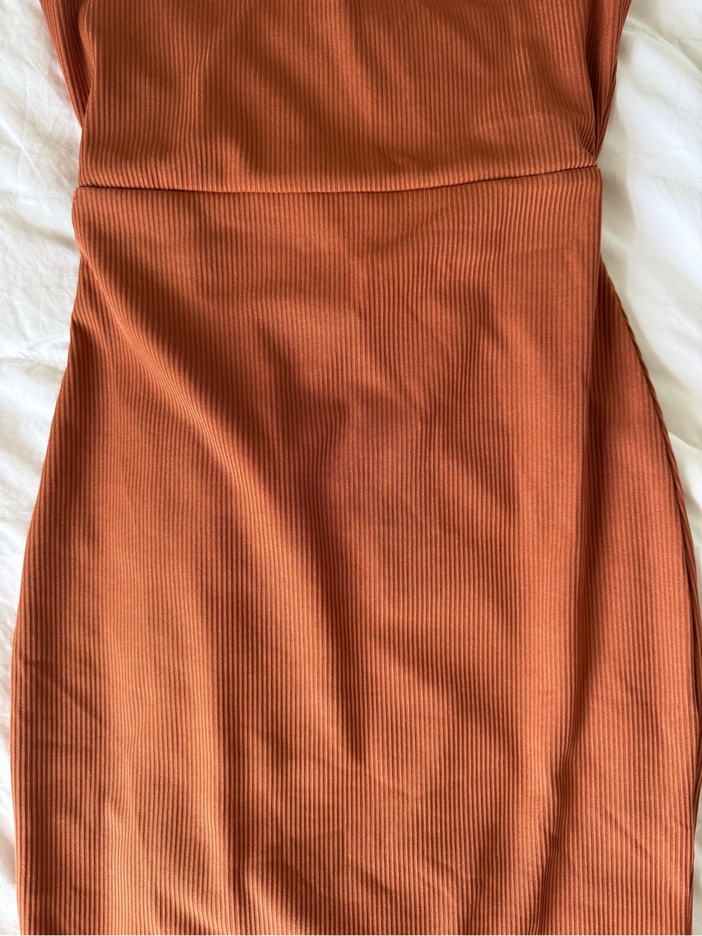 PLT Ribbed Halter Bodycon Dress - Rust Orange Size 4 - Picture 3 of 8